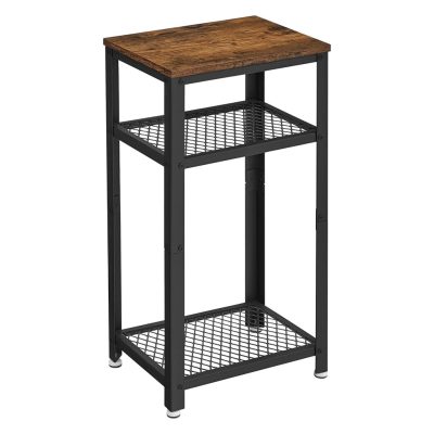 Nappali oldalasztal, éjjeliszekrény 2 hálós polccal, rusztikus barna