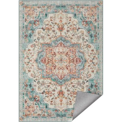 Vintage stílusú, gépben mosható szőnyeg 120 x 170, aqua blue