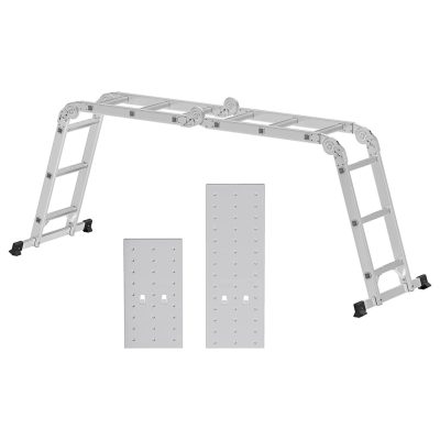 Alumínium csuklós létra, 3,5 m-es létra, ezüst