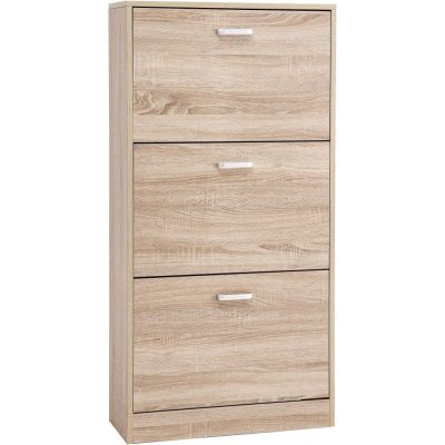 Cipősszekrény, állítható 3 szintes cipőtartó, tölgyfa színű