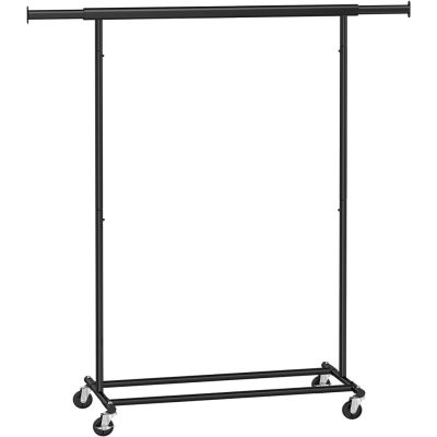 Ruhaállvány, nagy teherbírású ruhatartó sín görgőkkel, 90 kg-ig terhelhető, fekete