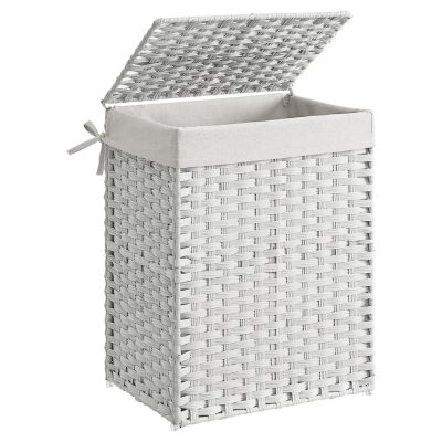 Bambusz szennyestartó, 90 literes, fehér