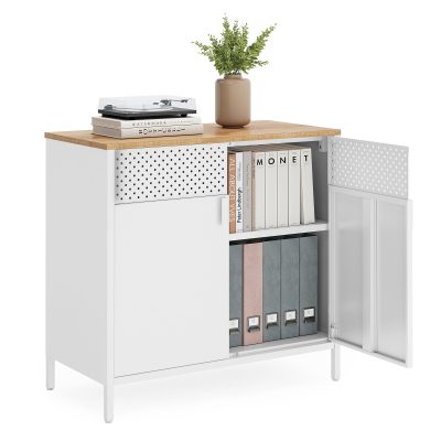 Kétajtós tárolószekrény, 80x76x40 cm, natúr bézs–fehér