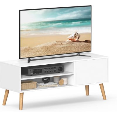 TV-állvány, 120 cm széles TV-szekrény, fehér