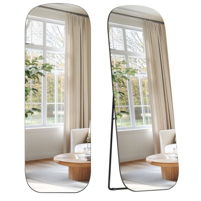 Teljes alakos tükör, állótükör lekerekített sarkokkal, fekete