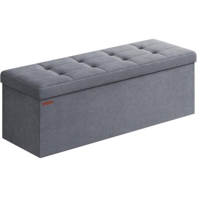 Összecsukható Puff Tárolópad 38 x 110 x 38 cm, 300 kg teherbírás, szürke