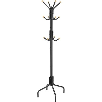 Álló fogas, fém ruhafogas 12 akasztóval, 55 x 55 x 180 cm, fekete
