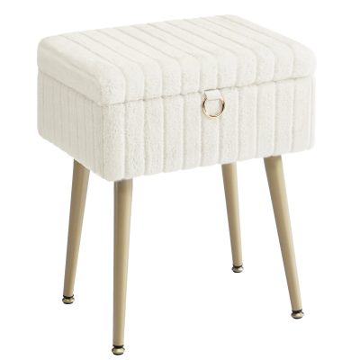 Téglalap alakú sminkasztal szék fém lábakkal, fehér színben