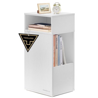 Éjjeliszekrény, gyors összeszerelés, 2 nyitott rekesz, 1 fiók, Hófehér