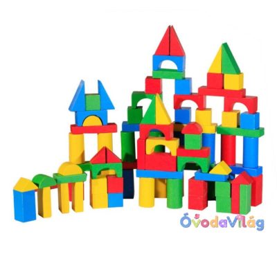 Építőkocka fából-színes
