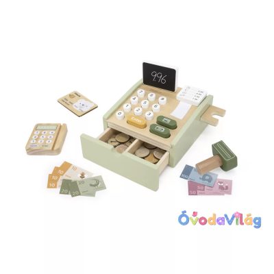 Játék Fa Pénztárgép - zöld pasztell színben
