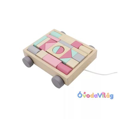 25 db-os építőkocka kiskocsiban - rózsaszín