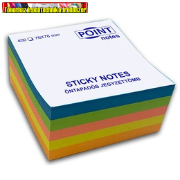  Point Öntapadós jegyzettömb, több színű CUBE 76mmx76mm, ÉLÉNK SZÍNEK, 400 lapos