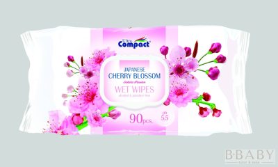 Ultra Compact Japan Cherry nedves törlőkendő – 90 darabos, cseresznyevirág illatú, bőrbarát formula