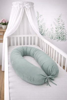 Egyenes vonalú kismamapárna – Olíva zöld, cipzáros, levehető huzattal