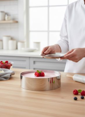 Tortakarika, kerek, 180x60 mm, rozsdamentes - de Buyer