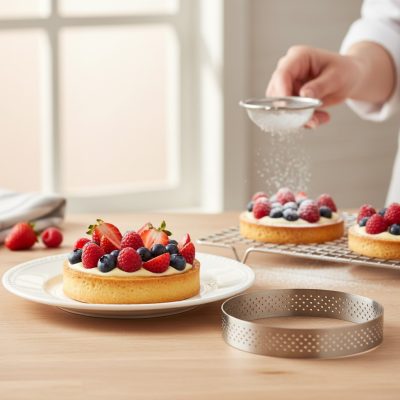 Tartlet karika, perforált, 12,5x2 cm - de Buyer