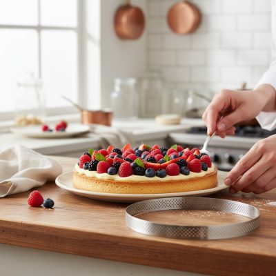 Tartlet karika, perforált, 20,5x2 cm - de Buyer