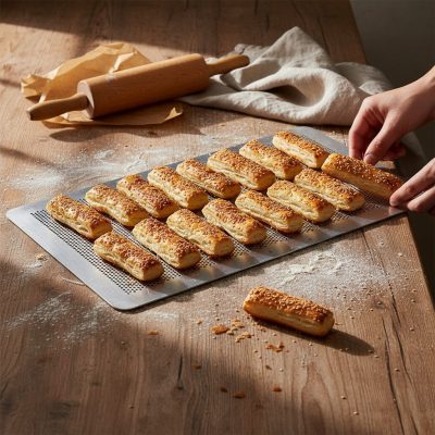 Perforált Alumínium Sütőlemez 60x40 cm – Perem Nélküli Péksütő Lemez de Buyer