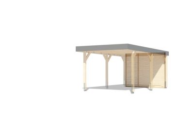 Karibu hátsó fal egyállásos autóbeállóhoz, ragasztott laminált fa / lécezett fal, különálló