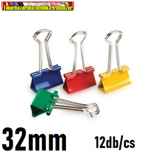 FORPUS Iratcsipesz SZÍNES 32mm 12db/dob. (binder csipesz)