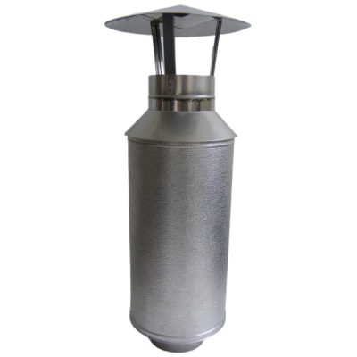 Szerelt kémény záróelem 500 mm esővédő kalappal NA130/230 MAL Pr. Prémium Inox-Alu