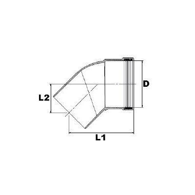 Brilon 45°-os könyök szimplafalú kéményrendszerhez 80 mm