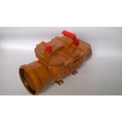 PES visszacsapó szelep DUPLA csappantyúval NA110 lefolyó rendszerhez, zárható kivitel (szennyvízhez, esővízhez)