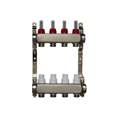 Osztó-gyűjtő 4 fűtési körrel, áramlásmérővel, rozsdamentes acél házzal 1"-3/4" BRH