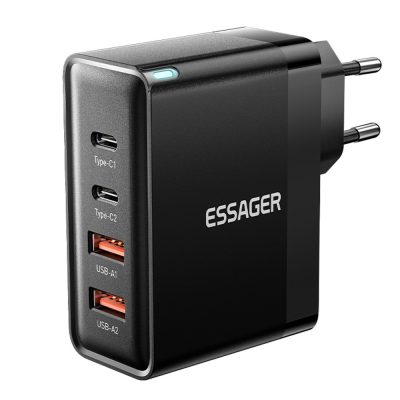 ESSAGER® ES-CD37 - 100 Wattos USB-s fali gyorstöltő - 4 port (2x Type C + 2x USB-A) Android, Apple és Windows rendszerekhez