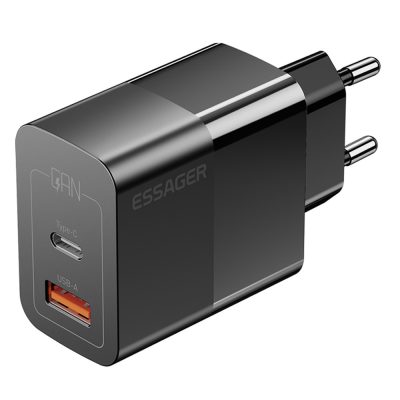 ESSAGER® ES-CD29- 33 Wattos USB-s fali gyorstöltő - 2 port (1x Type C + 1x USB-A) Android, Apple és Windows rendszerekhez