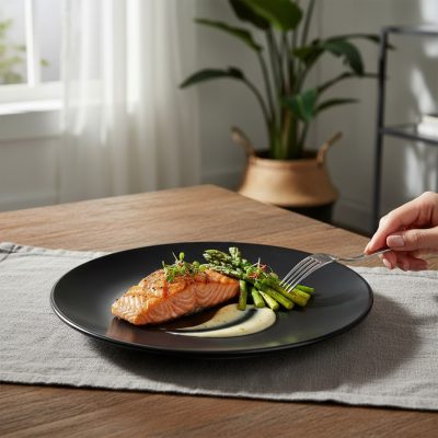 Tatami Nero lapostányér, 26 cm, matt fekete, kerámia