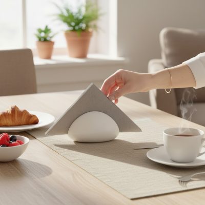 FANCY HOME Stones Szalvétatartó fehér kerámia