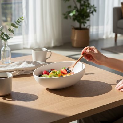 FANCY HOME Stones Tálka 15 cm, 0,38 literes, fehér, kerámia