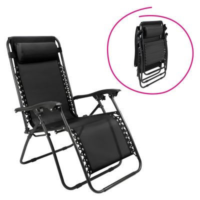 Kerti állítható szék, fekete, GERALD NEW