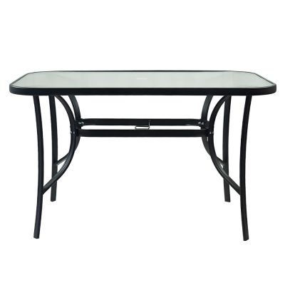 Étkezőasztal, fekete acél/edzett üveg, DEMAT NEW