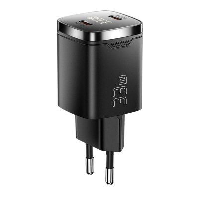 ESSAGER® ES-CD45 - 33W USB-s fali gyorstöltő LED kijelzővel - 2x Type-C: Android, Apple és Windows rendszerekhez