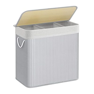 Szennyestartó kosár 3 rekesszel, 150l, szürke