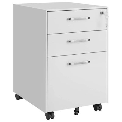Mobil konténer fiókokkal, zárható irattartó szekrény, fehér