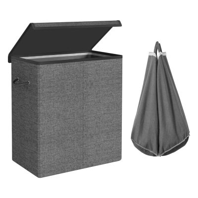 Szennyeskosár, mosókosár, 2 rekeszes 142 l sötétszürke