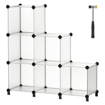 6 kockás rendszerező, cipőtartó polc, fehér