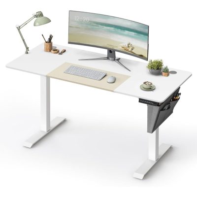 Állítható magasságú elektromos íróasztal, memória funkcióval, fehér