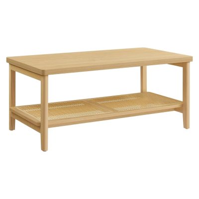 Dohányzóasztal, bohó stílusú asztal tárolópolccal 55x100x45 cm, tölgy bézs