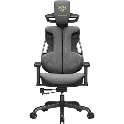 Szék, irodai szék állítható fejtámlával és állítható kartámaszokkal, szürke