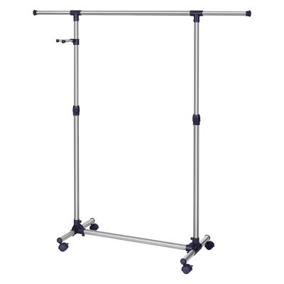 Állítható ruhatartó, akasztósínes ruhaállvány görgőkkel, 150 x 44 x 165 cm