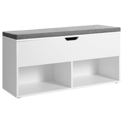 Cipőtartó, cipőpad párnázott üléssel, fehér