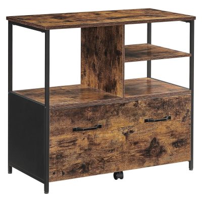 Mobil konténer, irattartó szekrény, irodai szekrény fiókkal és nyitott rekeszekkel, vintage