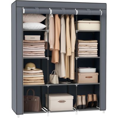 Mobil ruhásszekrény 130 x 45 x 168 cm, szürke