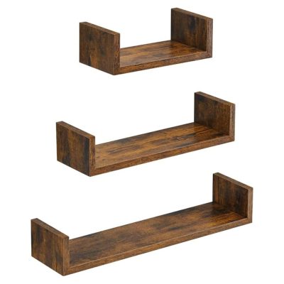 Lebegő polckészlet 3 db fali polcok, 30/45/60cm, rusztikus barna