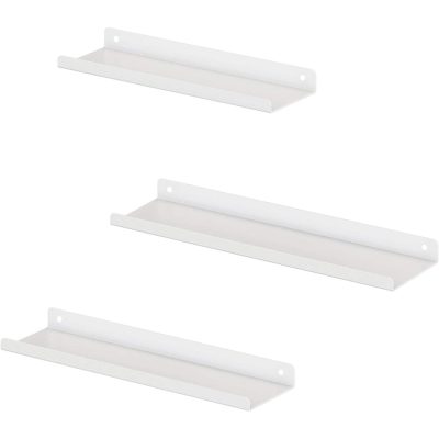 Fém fali polcok, 3 db-os lebegő polc készlet, fehér